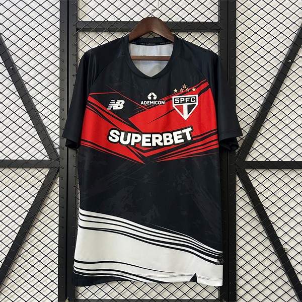 Tailandia Camiseta Sao Paulo Pre-Match 2025/26 Negro Rojo